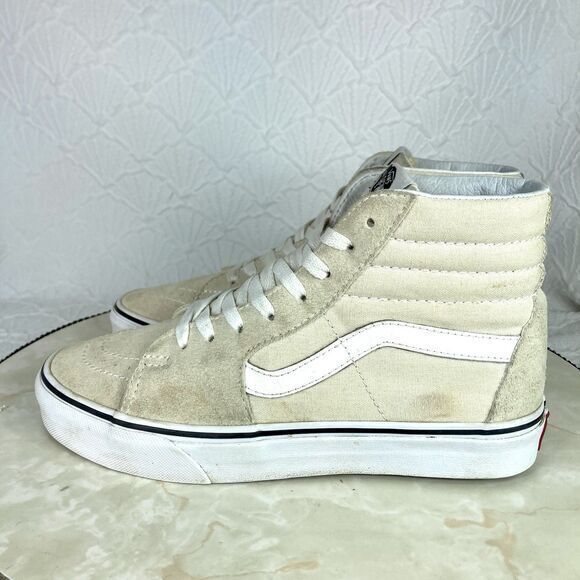Vans Off The Wall Skateboard Athletic Sneakers 7.5 Cream Suede Hi Top Skate Shoe - Picture 5 of 11